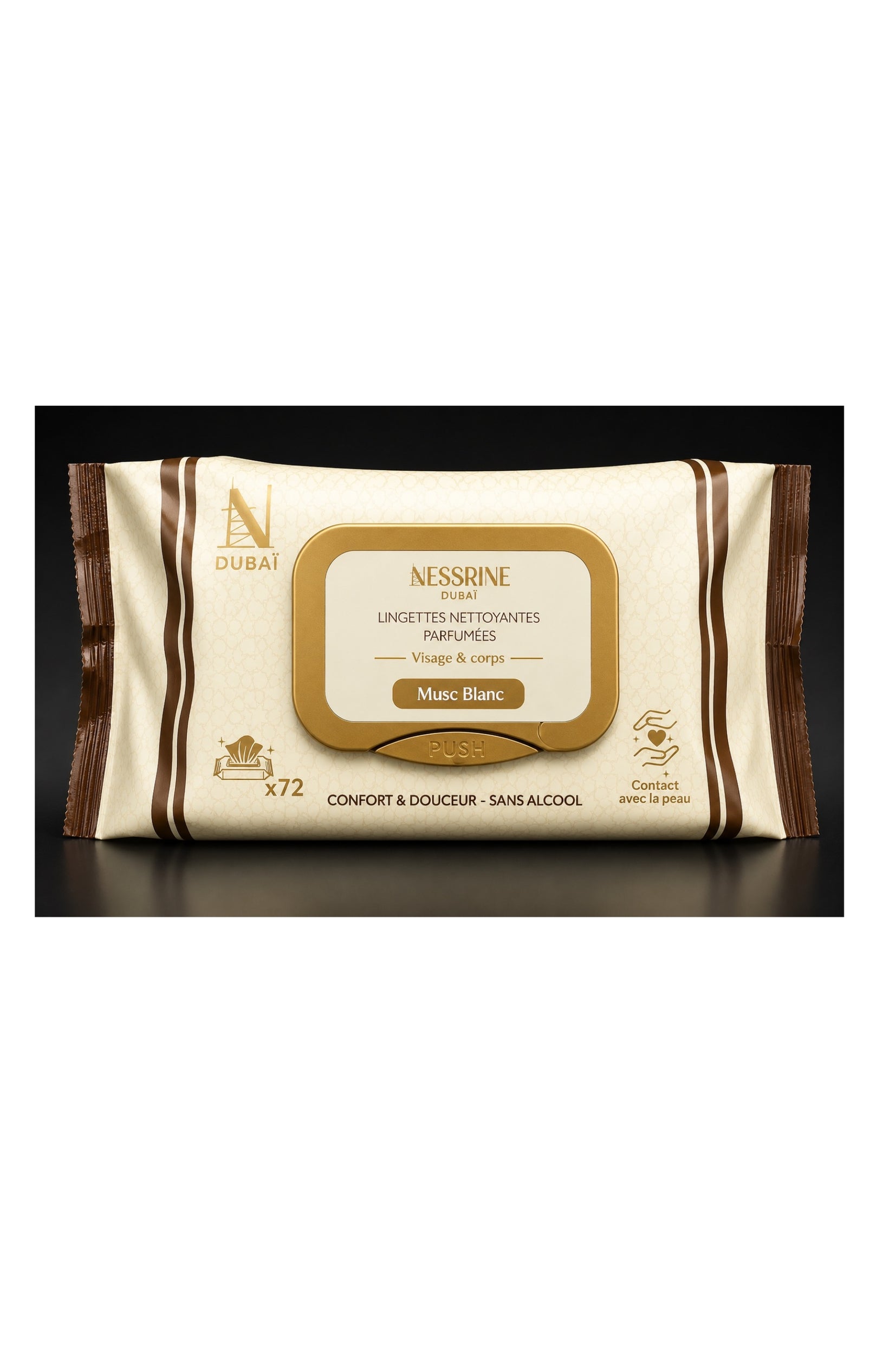 Lingettes nettoyantes visage et corps - Musc Blanc