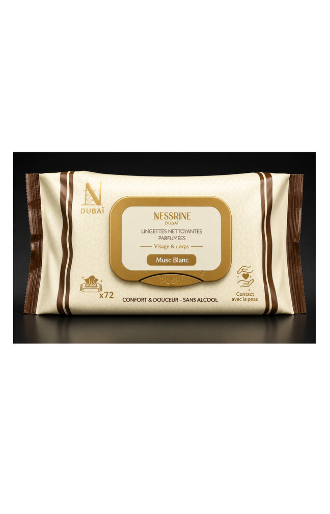Lingettes nettoyantes visage et corps - Musc Blanc