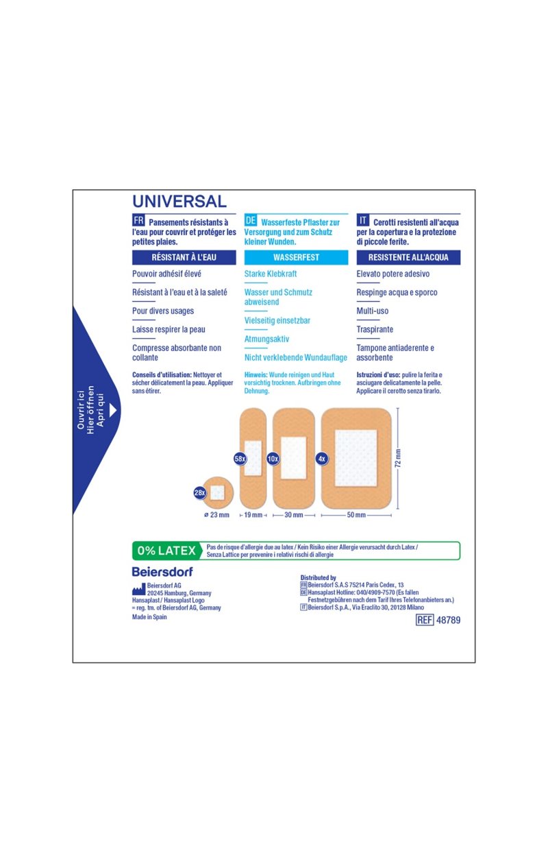 Pansements waterproof - Universal - 100 unités