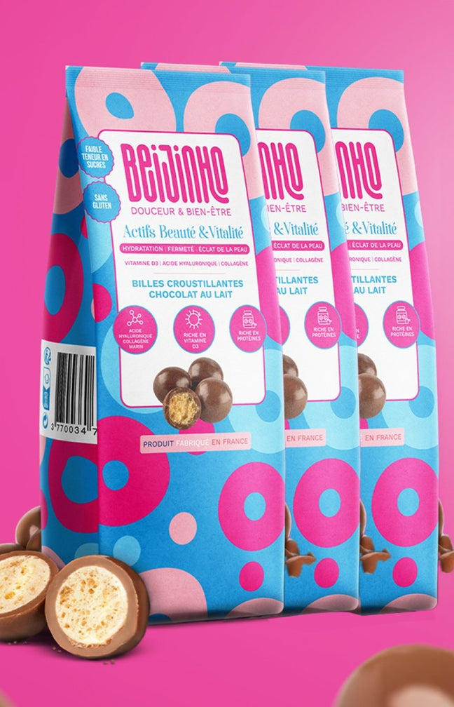 Billes chocolat au lait - Collagène & acide hyaluronique - Peau - 3 x 46 g