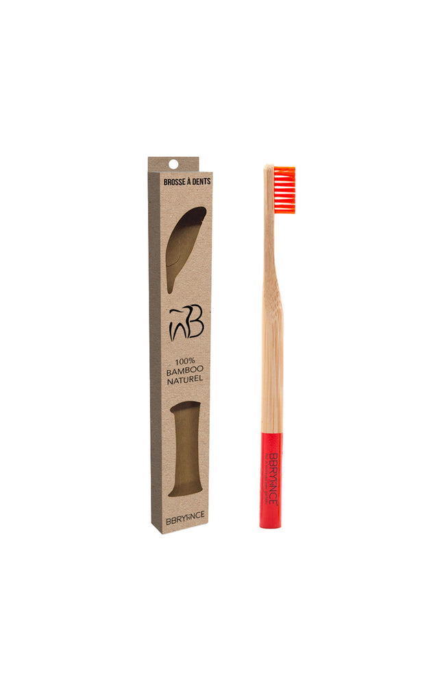 Brosse à dents en bambou - Rouge
