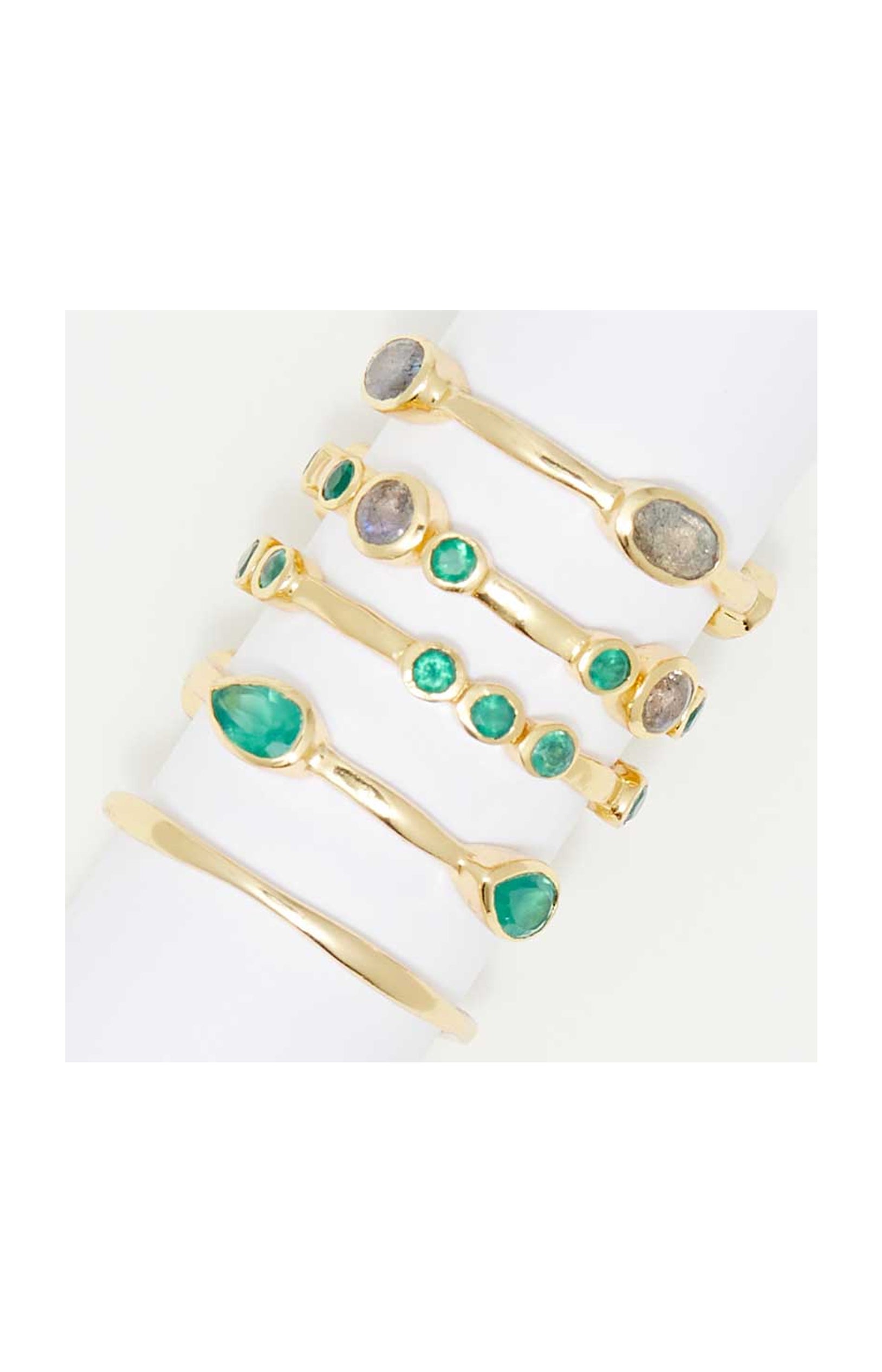 Bague Cali - Laiton doré & pierres naturelles