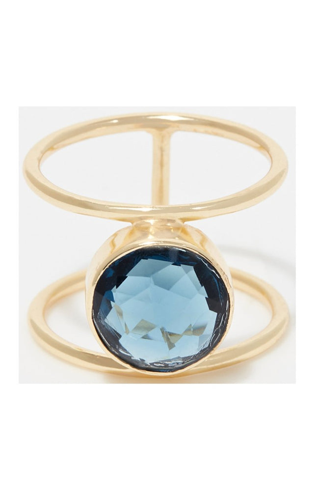 Bague Nicole - Laiton doré & Iolite