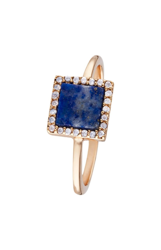 Bague Fiona - Laiton doré & lapis bleu