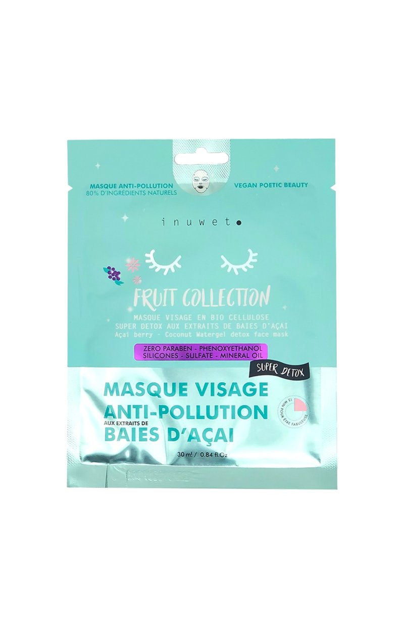 Masque anti-pollution 100% bio cellulose - Baies d'açai - Visage - 30 ml