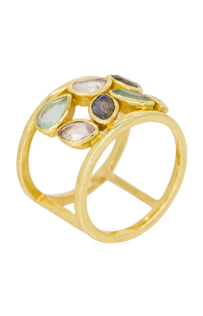 Bague Debora - Laiton doré & quartz rose