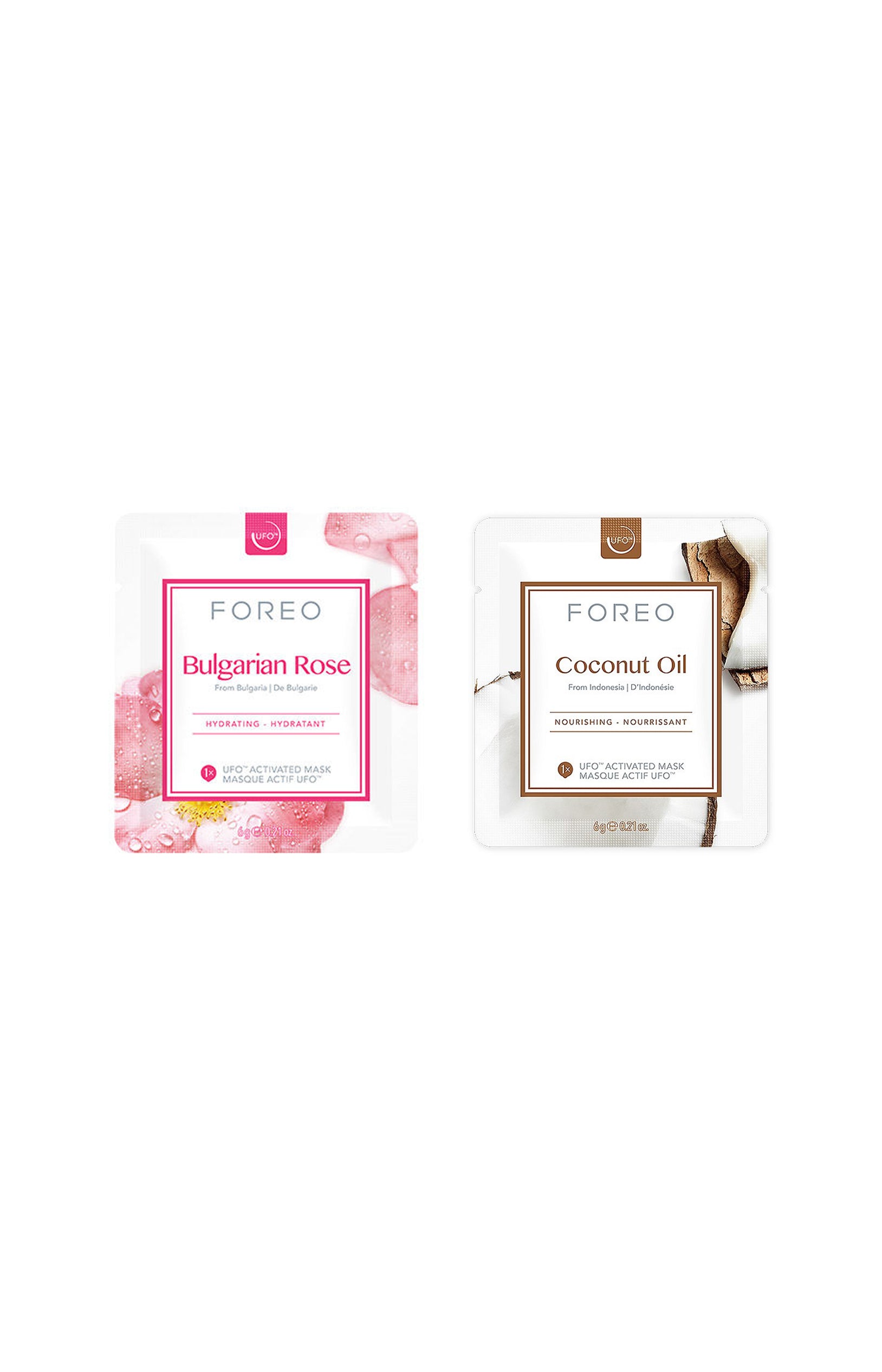 Masques actifs régénérants & hydratants - Huile de rose & coco - 2 x 6 unités