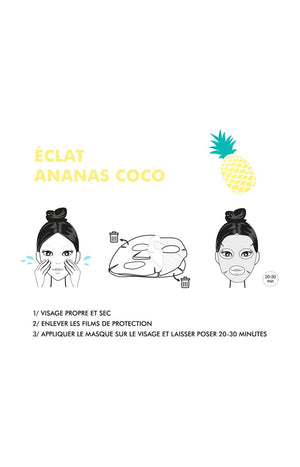 Masque éclat 100% bio cellulose - Ananas & coco - Visage
