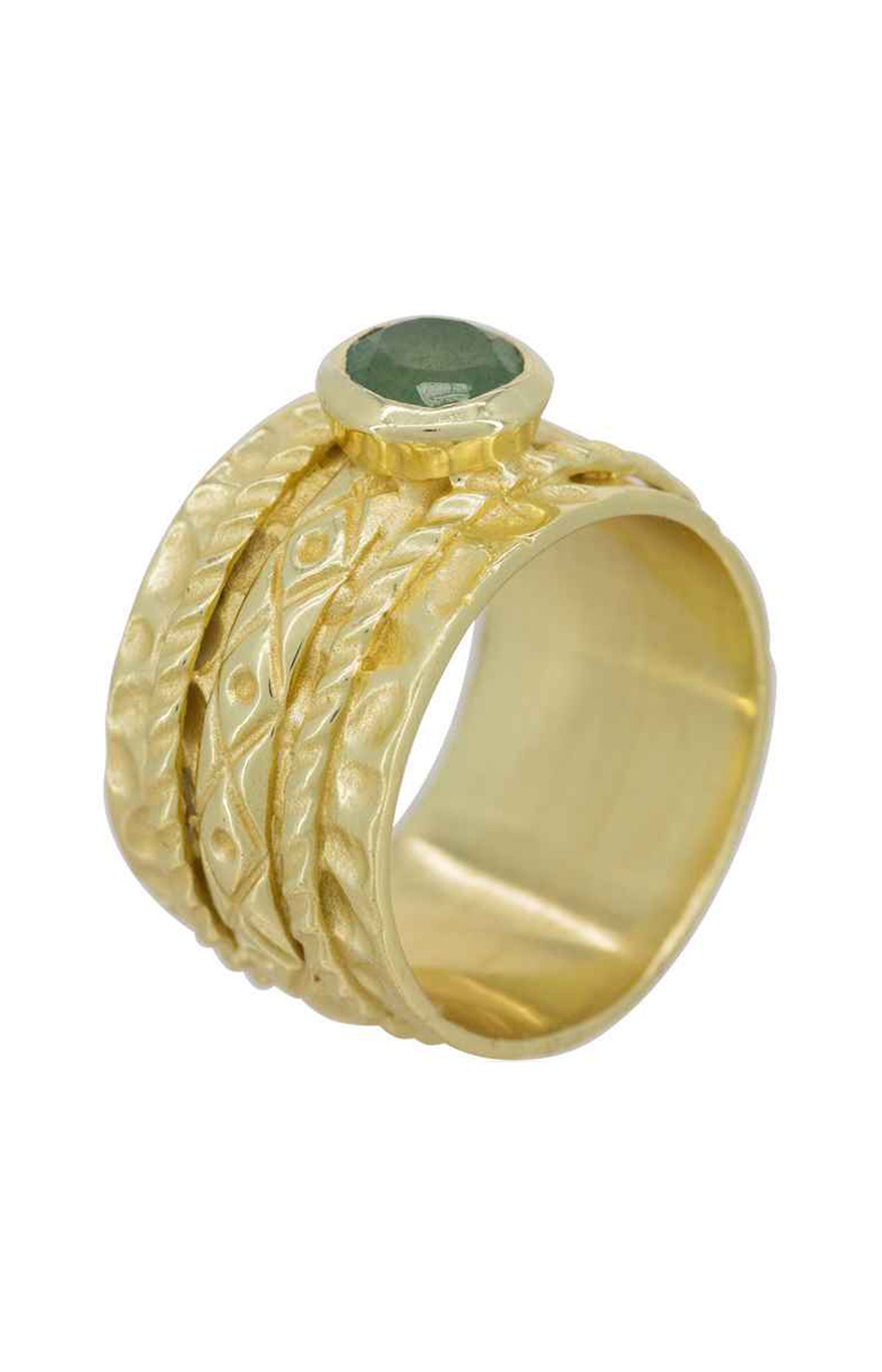 Bague Elisabeth - Laiton doré & aventurine verte