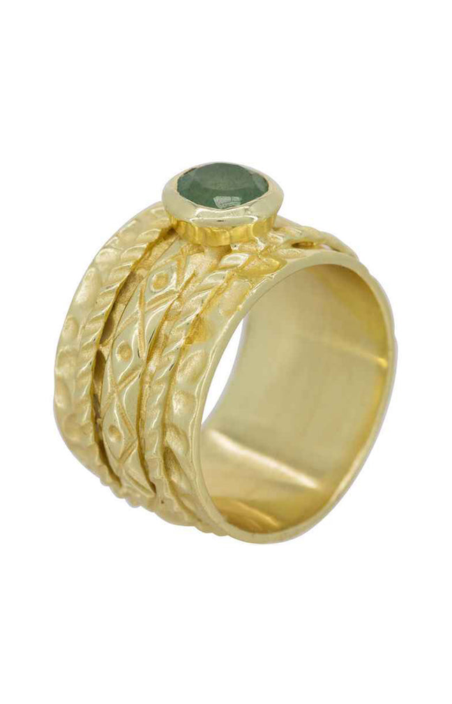 Bague Elisabeth - Laiton doré & aventurine verte