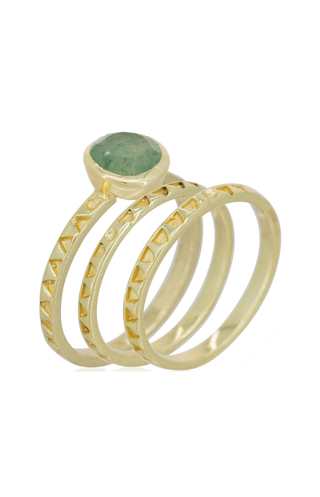 Bague Erika - Laiton doré & aventurine verte