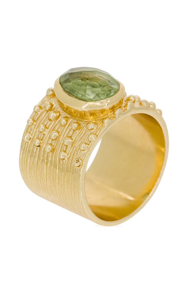Bague Gregoria - Laiton doré & améthyste verte