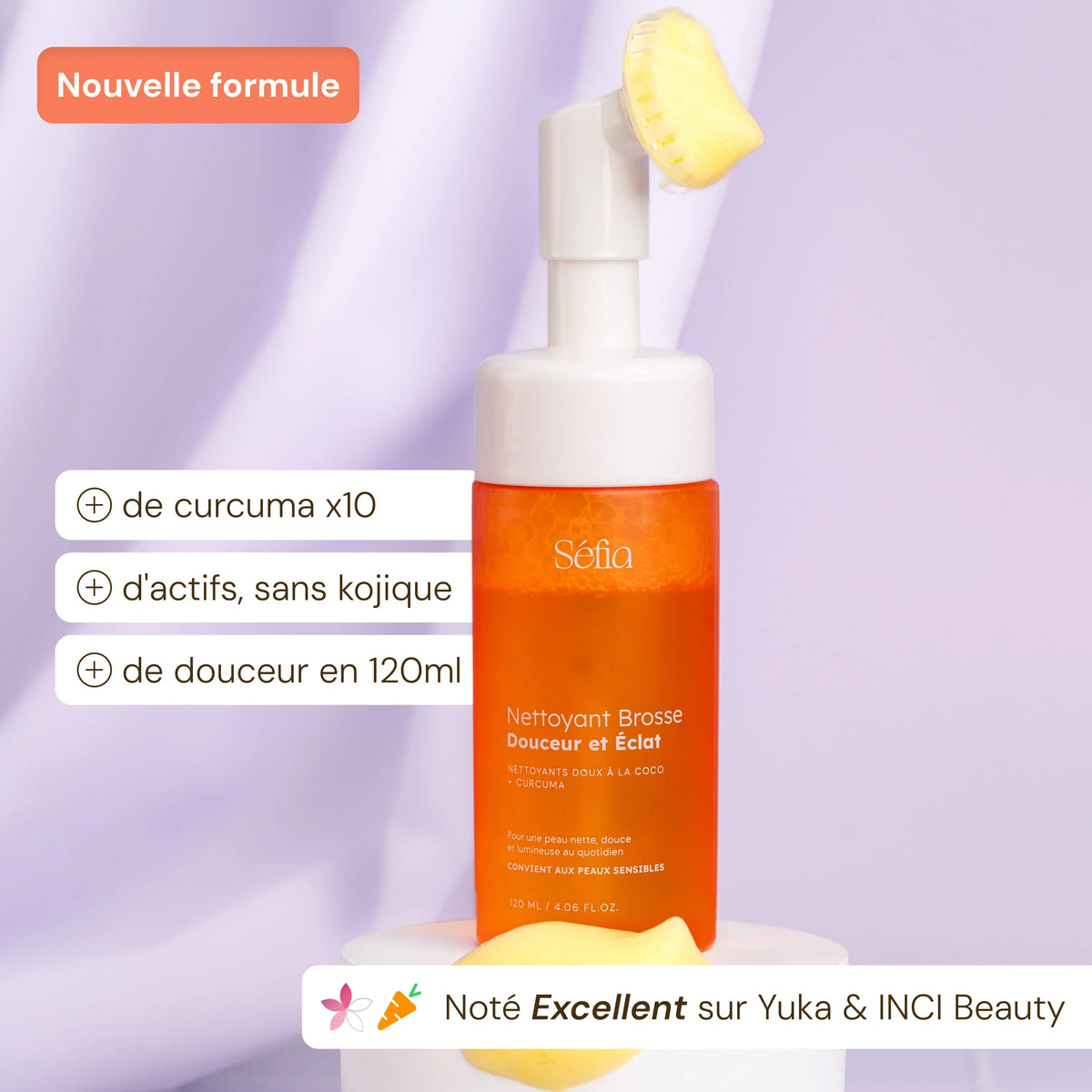 Nettoyant Visage au Curcuma avec brosse intégrée