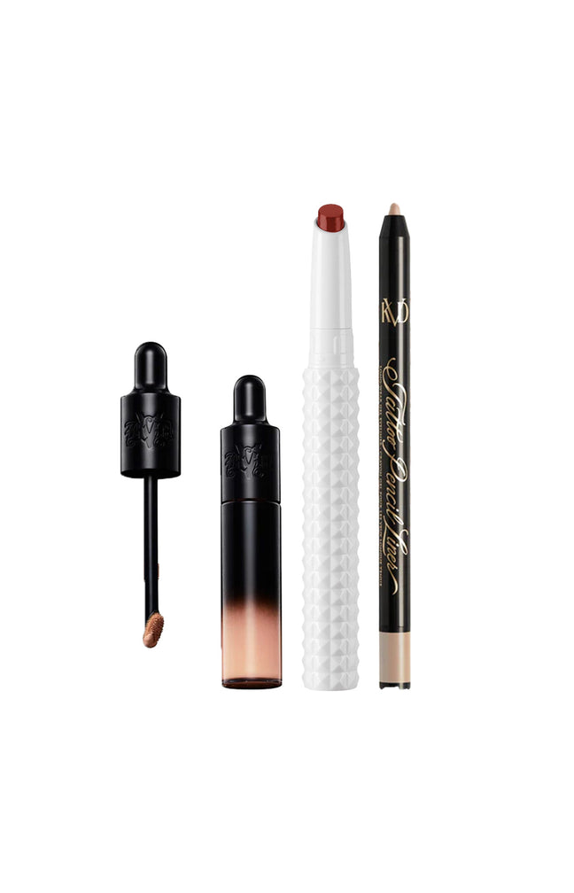 Correcteur, crayon eyeliner & rouge à lèvres - Light 122, Canvas Beige & The Female Gaze
