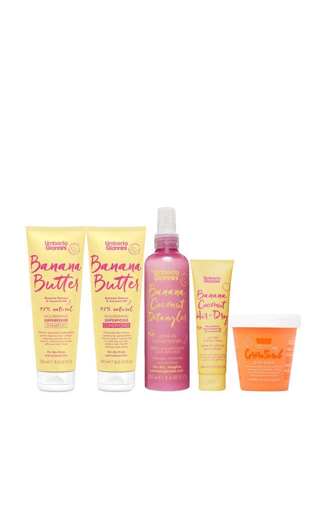 Routine nourrissante - Banane & huile de coco - Cheveux secs - 5 produits