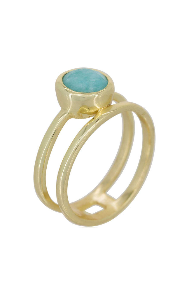 Bague Sadya - Laiton doré  & amazonite