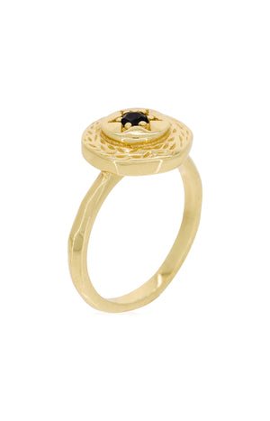 Bague Silvia - Laiton doré & spinelle noire