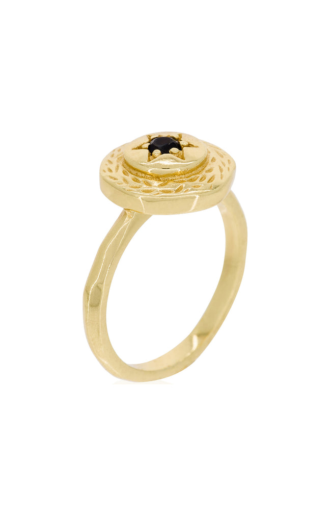 Bague Silvia - Laiton doré & spinelle noire