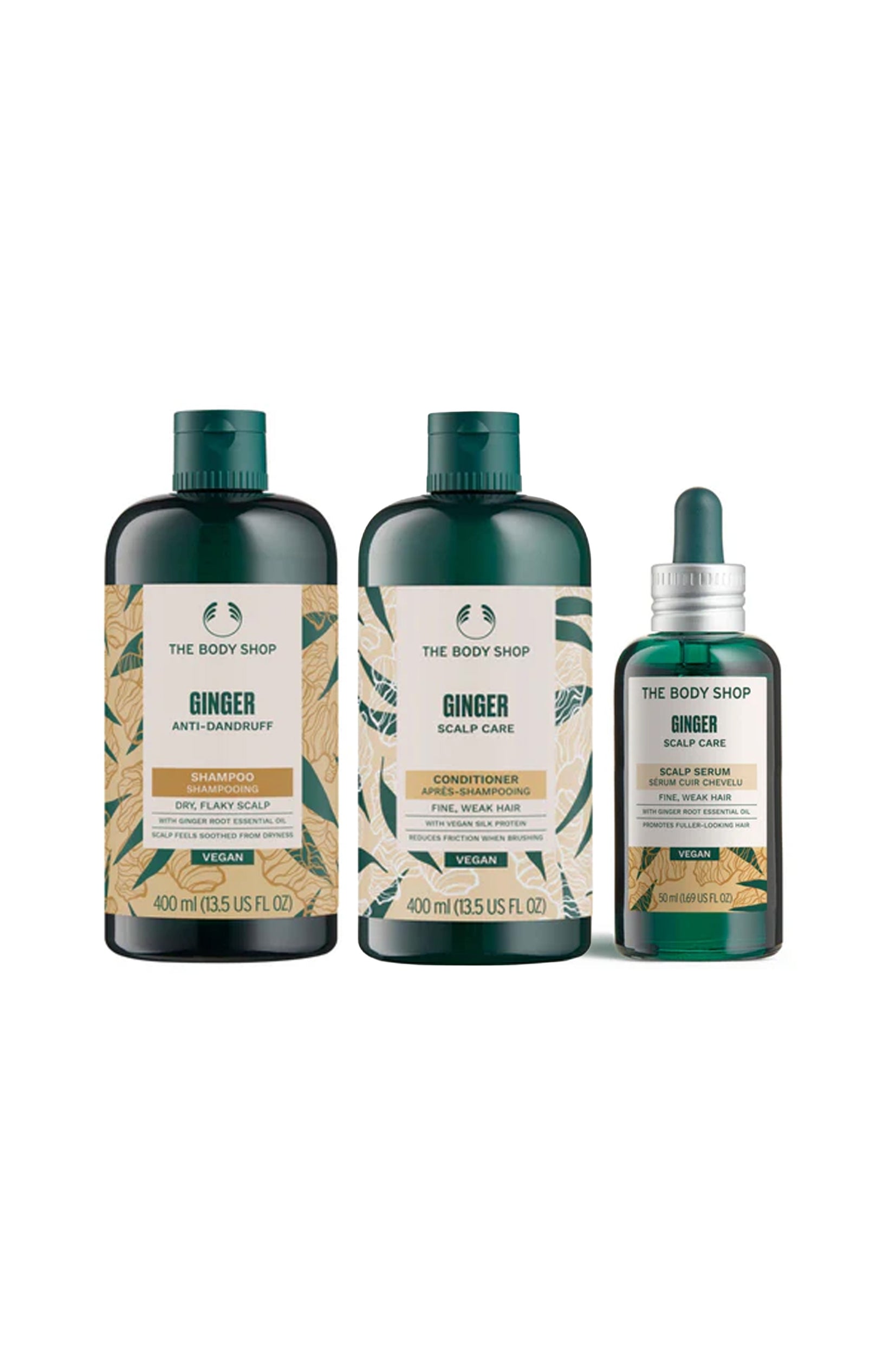 Lot routine capillaire - Shampoing, après shampoing & sérum - Gingembre