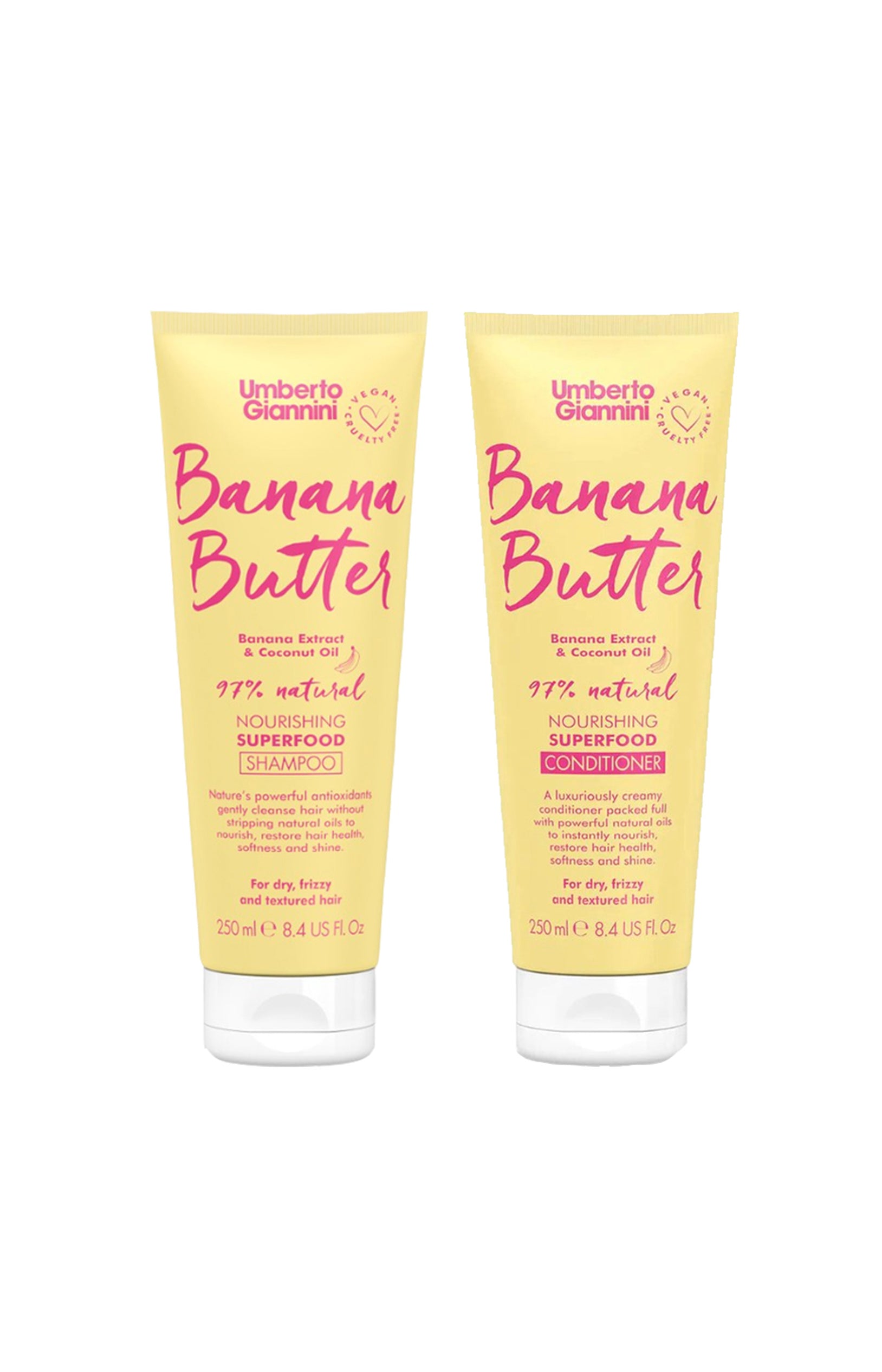 Duo shampoing & après shampoing nourrissant - Banane & huile de coco - Cheveux secs - 2 x 250 ml